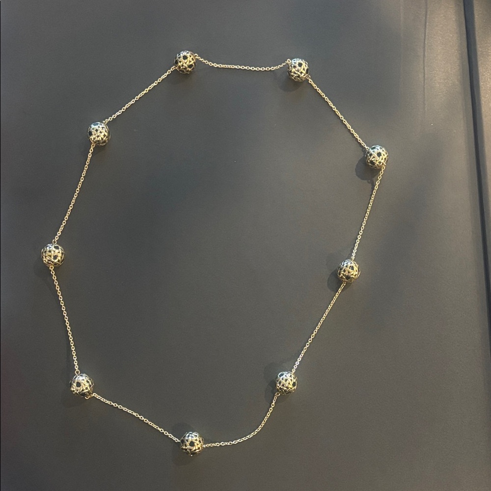 Gold Beaded Station Necklace - Women Jewelry